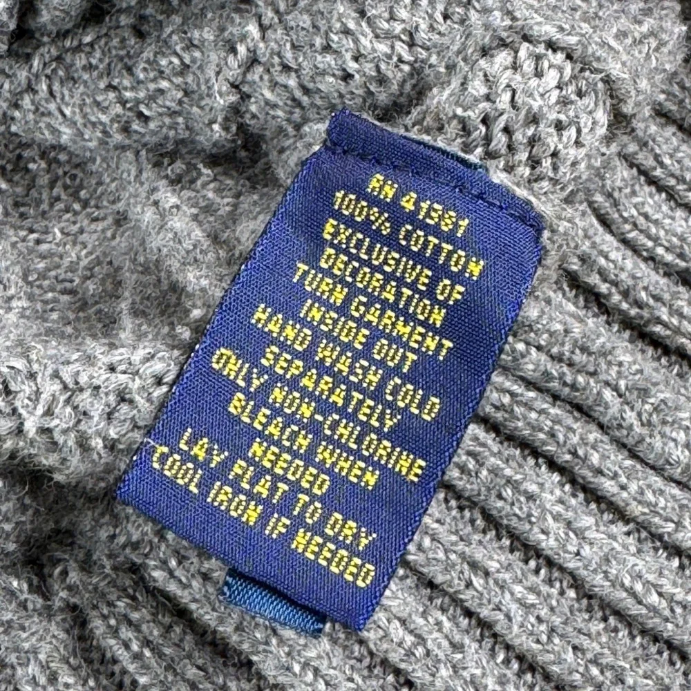 Polo Ralph Lauren XL Gray Cable Knit Cotton Sweater Crewneck Long‎ Sleeve